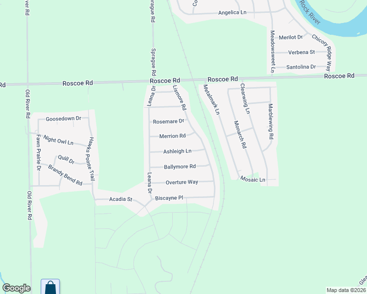 map of restaurants, bars, coffee shops, grocery stores, and more near 663 Ashleigh Lane in Roscoe