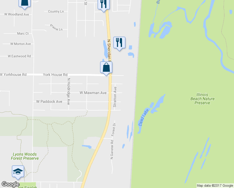 map of restaurants, bars, coffee shops, grocery stores, and more near 37619 North Sheridan Road in Beach Park
