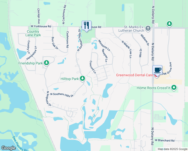 map of restaurants, bars, coffee shops, grocery stores, and more near 3031 Concord Lane in Wadsworth