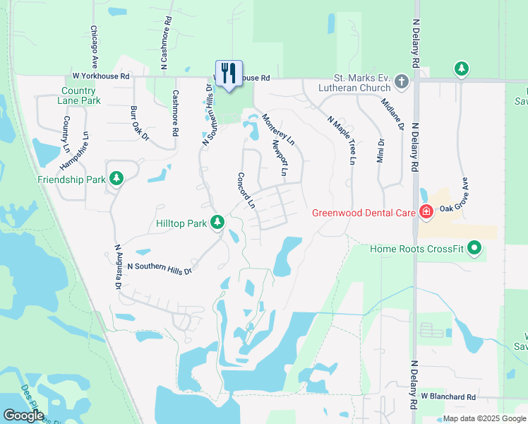 map of restaurants, bars, coffee shops, grocery stores, and more near 3027 Concord Lane in Wadsworth