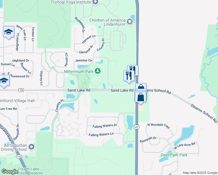 map of restaurants, bars, coffee shops, grocery stores, and more near 380 Cross Creek Lane in Lindenhurst