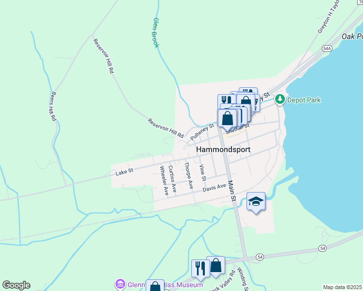 map of restaurants, bars, coffee shops, grocery stores, and more near 15 Bauder Avenue in Hammondsport