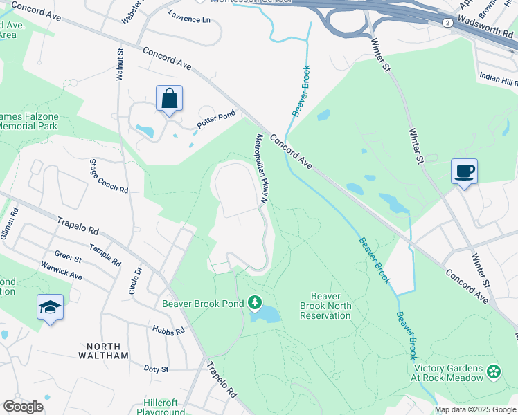 map of restaurants, bars, coffee shops, grocery stores, and more near Metropolitan Parkway North in Lexington
