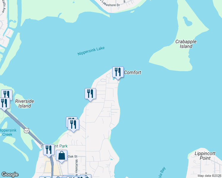 map of restaurants, bars, coffee shops, grocery stores, and more near 177 Forest Avenue in Fox Lake