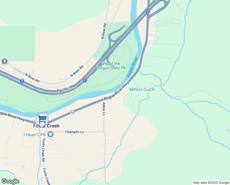 map of restaurants, bars, coffee shops, grocery stores, and more near 2597 Rogue River Highway in Gold Hill