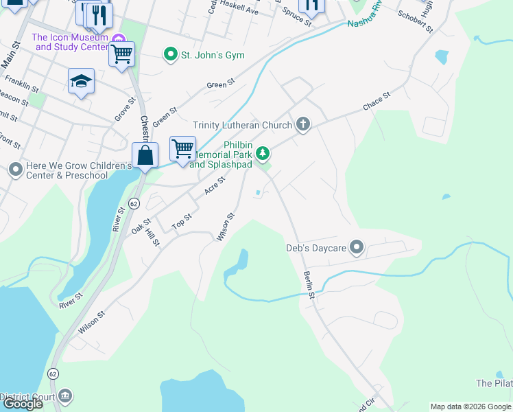 map of restaurants, bars, coffee shops, grocery stores, and more near 43 Berlin Street in Clinton