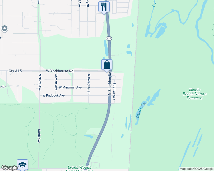 map of restaurants, bars, coffee shops, grocery stores, and more near 37619 North Sheridan Road in Beach Park