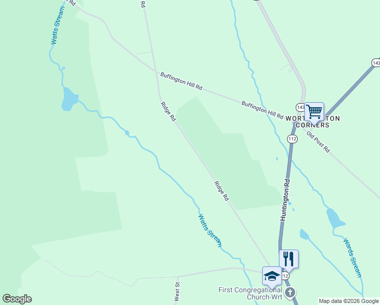 map of restaurants, bars, coffee shops, grocery stores, and more near 138 Ridge Road in Worthington