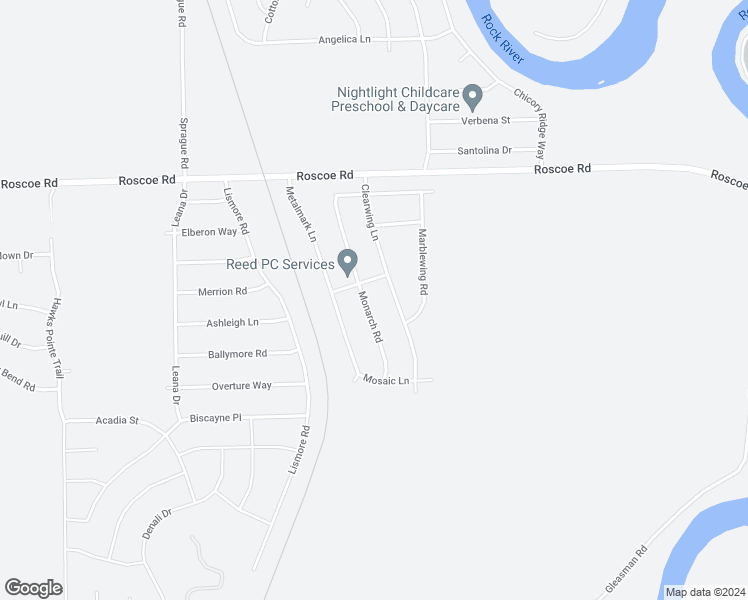 map of restaurants, bars, coffee shops, grocery stores, and more near 10223 Monarch Road in Roscoe