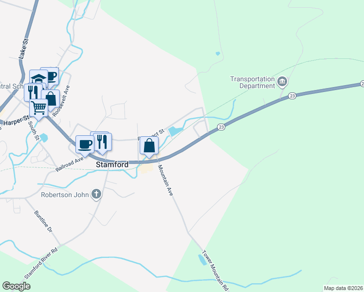 map of restaurants, bars, coffee shops, grocery stores, and more near 24 Main Street in Stamford