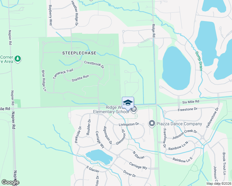 map of restaurants, bars, coffee shops, grocery stores, and more near 50000 Six Mile Road in Northville