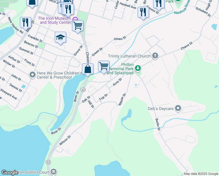 map of restaurants, bars, coffee shops, grocery stores, and more near 4 Acre Street in Clinton