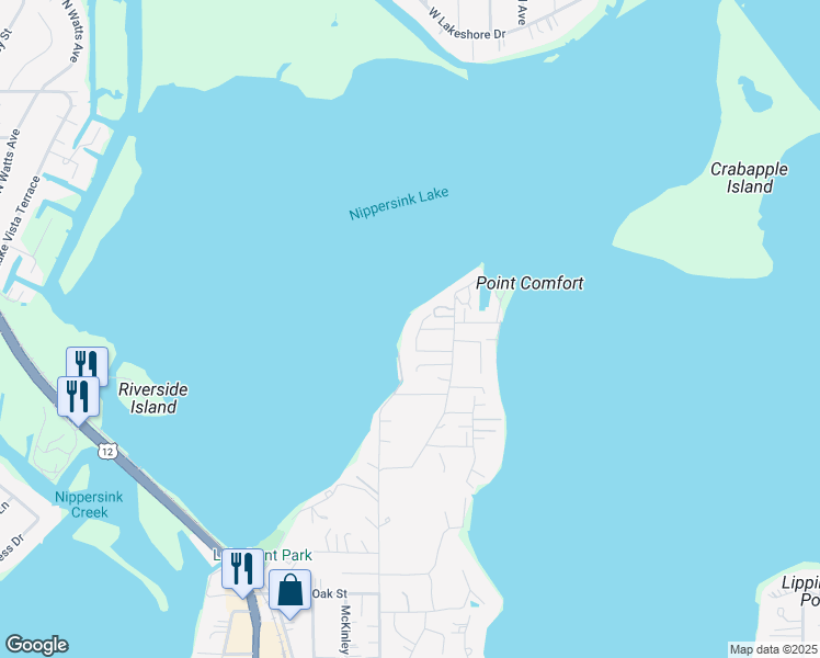 map of restaurants, bars, coffee shops, grocery stores, and more near 72 Wilmington Avenue in Fox Lake