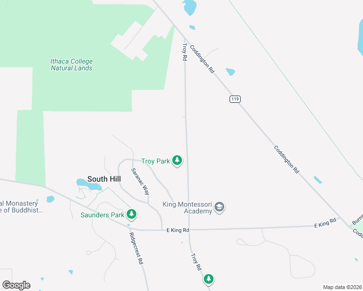 map of restaurants, bars, coffee shops, grocery stores, and more near 150 Troy Road in Ithaca