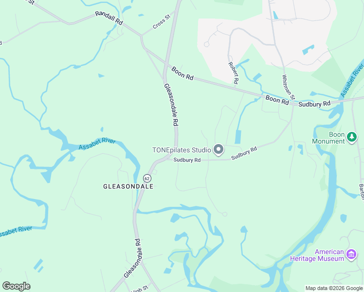 map of restaurants, bars, coffee shops, grocery stores, and more near 428 Gleasondale Road in Stow
