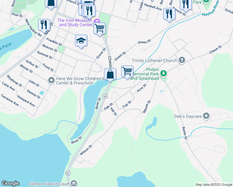 map of restaurants, bars, coffee shops, grocery stores, and more near 2 Eagle Nest Road in Clinton