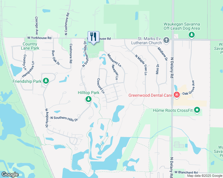 map of restaurants, bars, coffee shops, grocery stores, and more near 3031 Concord Lane in Wadsworth