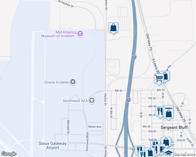 map of restaurants, bars, coffee shops, grocery stores, and more near in Sioux City
