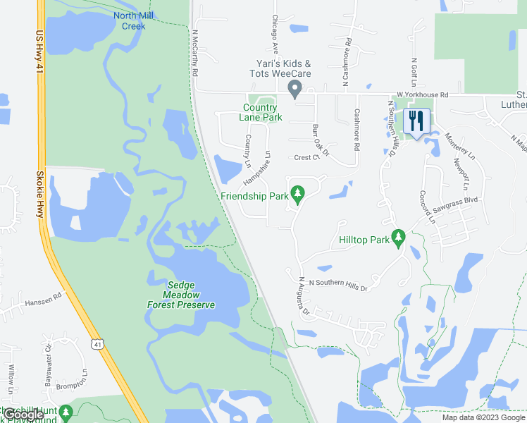 map of restaurants, bars, coffee shops, grocery stores, and more near 3061 Hampshire Lane in Waukegan