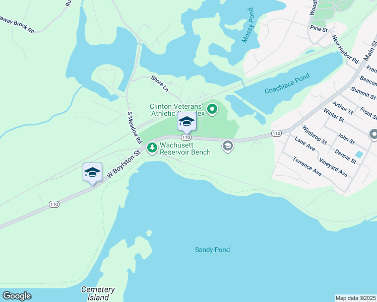 map of restaurants, bars, coffee shops, grocery stores, and more near 200 West Boylston Street in Clinton