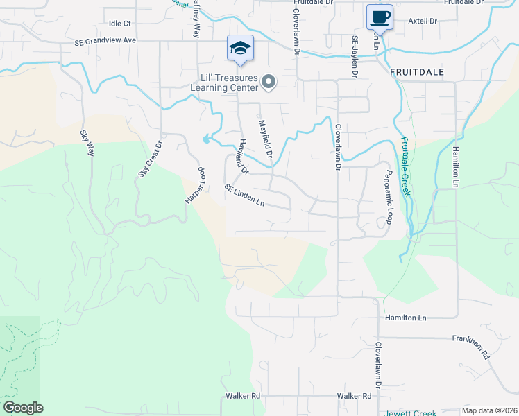 map of restaurants, bars, coffee shops, grocery stores, and more near 2228 Southeast Linden Lane in Grants Pass