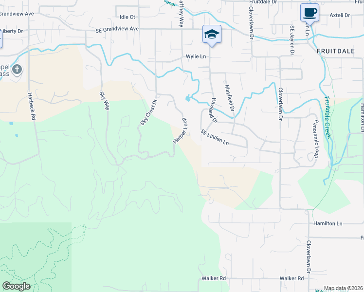 map of restaurants, bars, coffee shops, grocery stores, and more near 495 Harper Loop in Grants Pass