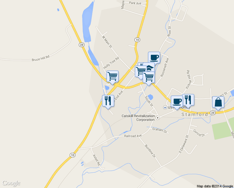 map of restaurants, bars, coffee shops, grocery stores, and more near 16 West End Ave in Stamford