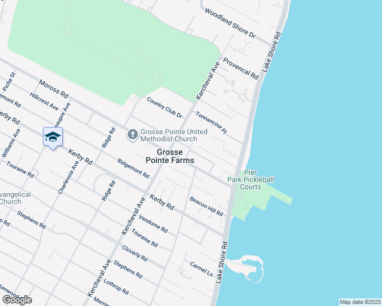 map of restaurants, bars, coffee shops, grocery stores, and more near 360 Mary Street in Grosse Pointe Farms