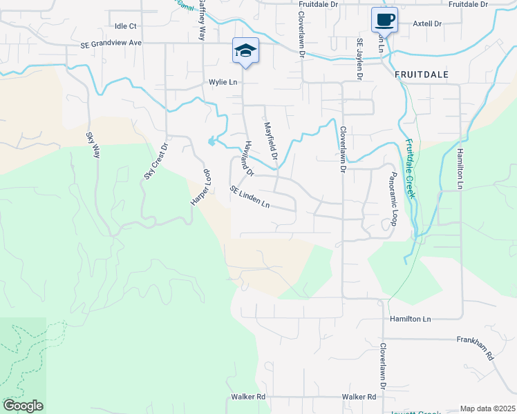 map of restaurants, bars, coffee shops, grocery stores, and more near 2228 Southeast Linden Lane in Grants Pass