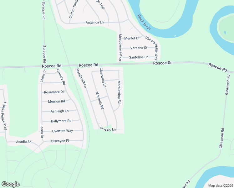 map of restaurants, bars, coffee shops, grocery stores, and more near 10301 Marblewing Road in Roscoe