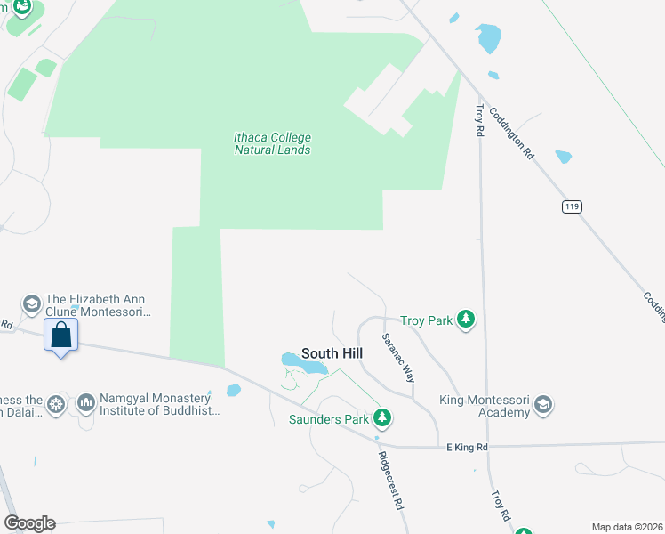 map of restaurants, bars, coffee shops, grocery stores, and more near 410 Teton Court in Ithaca