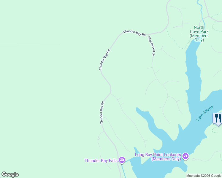 map of restaurants, bars, coffee shops, grocery stores, and more near 300 Thunder Bay Road in Galena