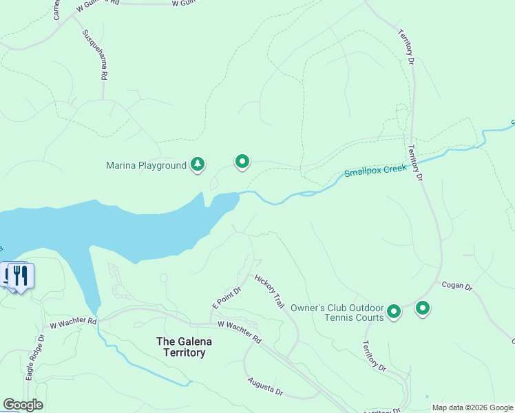 map of restaurants, bars, coffee shops, grocery stores, and more near 8 Whitetail Court in Galena