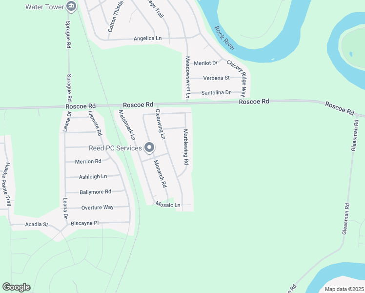 map of restaurants, bars, coffee shops, grocery stores, and more near 10301 Marblewing Road in Roscoe