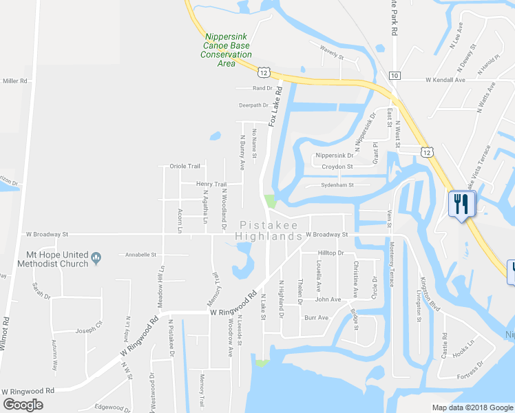 map of restaurants, bars, coffee shops, grocery stores, and more near 5617 Fox Lake Road in McHenry