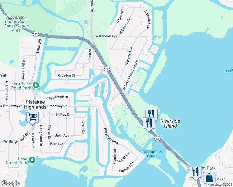 map of restaurants, bars, coffee shops, grocery stores, and more near 37594 North Tyrone Place in Spring Grove