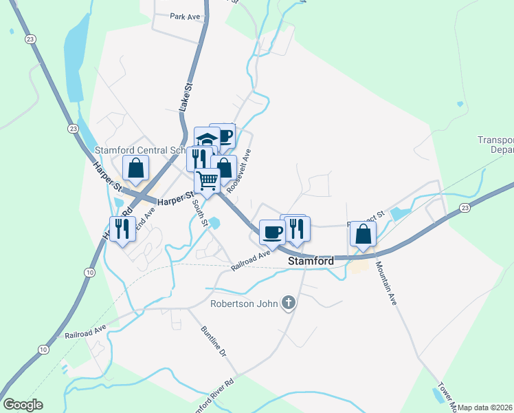 map of restaurants, bars, coffee shops, grocery stores, and more near 6 Church Street in Stamford
