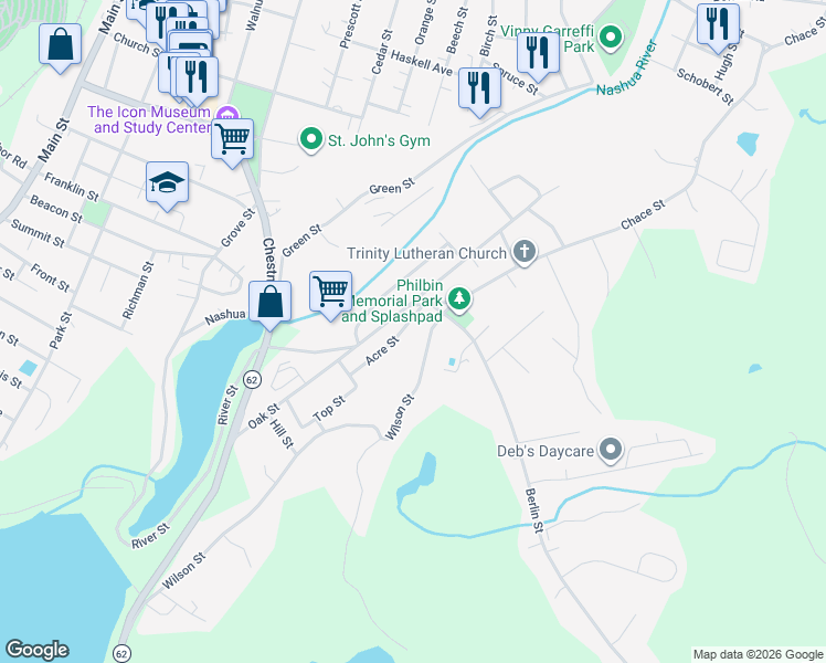 map of restaurants, bars, coffee shops, grocery stores, and more near 41 Wilson Street in Clinton