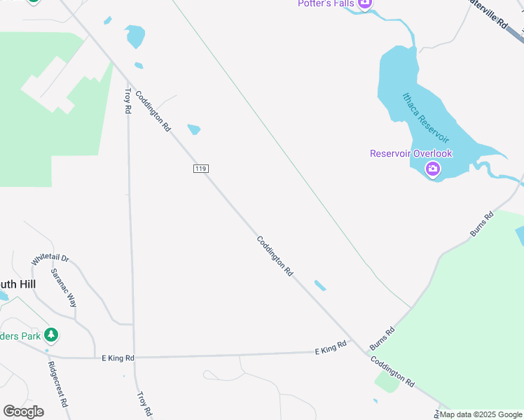 map of restaurants, bars, coffee shops, grocery stores, and more near 665 Coddington Road in Ithaca
