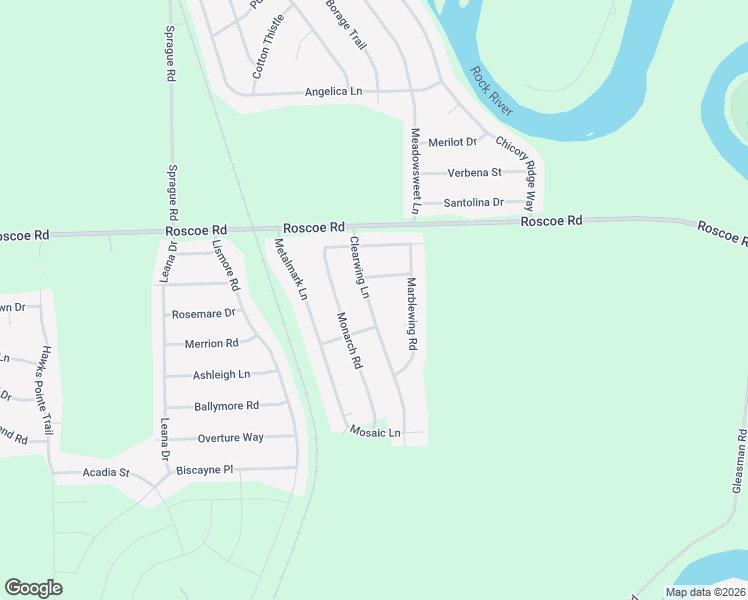 map of restaurants, bars, coffee shops, grocery stores, and more near 10263 Clearwing Lane in Roscoe