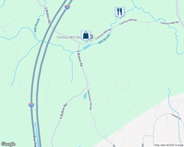 map of restaurants, bars, coffee shops, grocery stores, and more near 312 South Bolton Road in Bolton