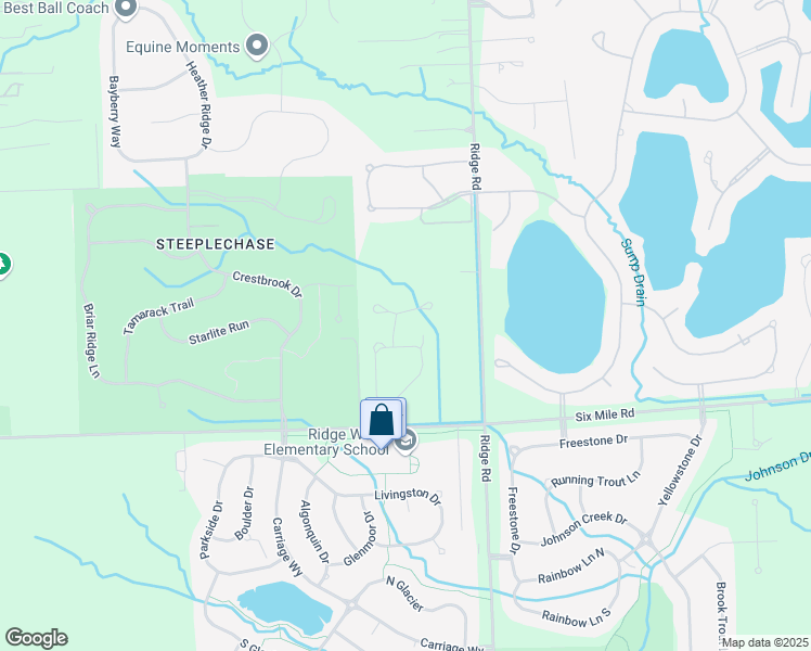 map of restaurants, bars, coffee shops, grocery stores, and more near 49800 Six Mile Road in Northville