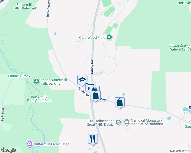 map of restaurants, bars, coffee shops, grocery stores, and more near 1034 New York 96B in Ithaca
