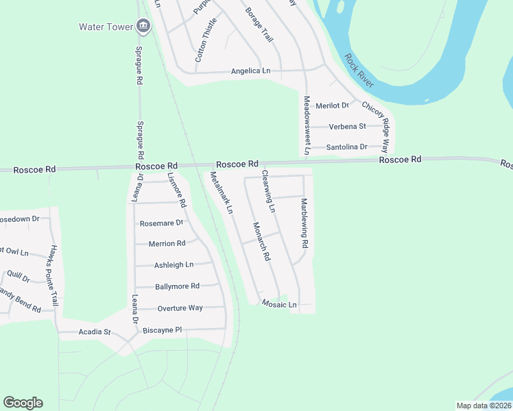 map of restaurants, bars, coffee shops, grocery stores, and more near 10391 Monarch Road in Roscoe