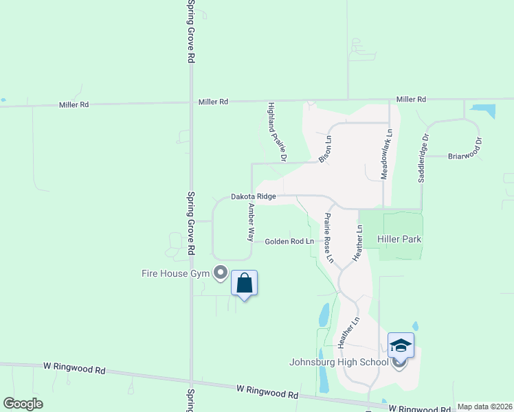 map of restaurants, bars, coffee shops, grocery stores, and more near 2315 Dakota Ridge in Johnsburg