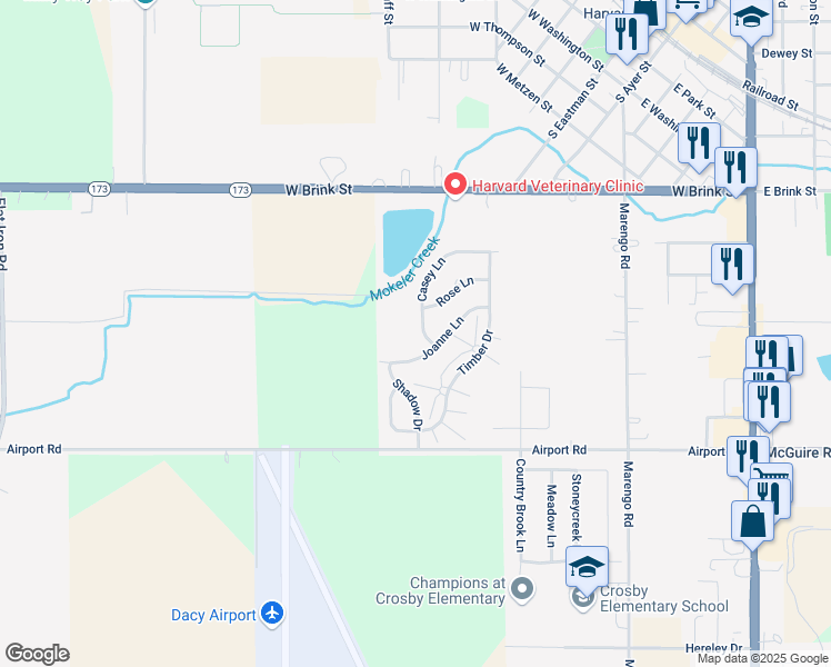map of restaurants, bars, coffee shops, grocery stores, and more near 828 Casey Lane in Harvard