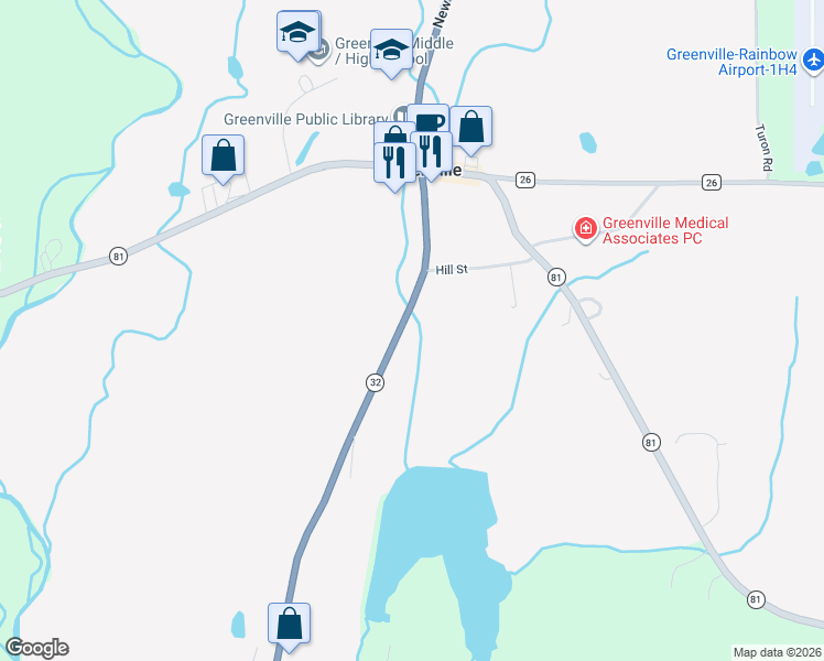 map of restaurants, bars, coffee shops, grocery stores, and more near 11036 New York 32 in Greenville