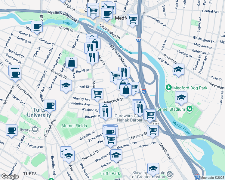 map of restaurants, bars, coffee shops, grocery stores, and more near in 