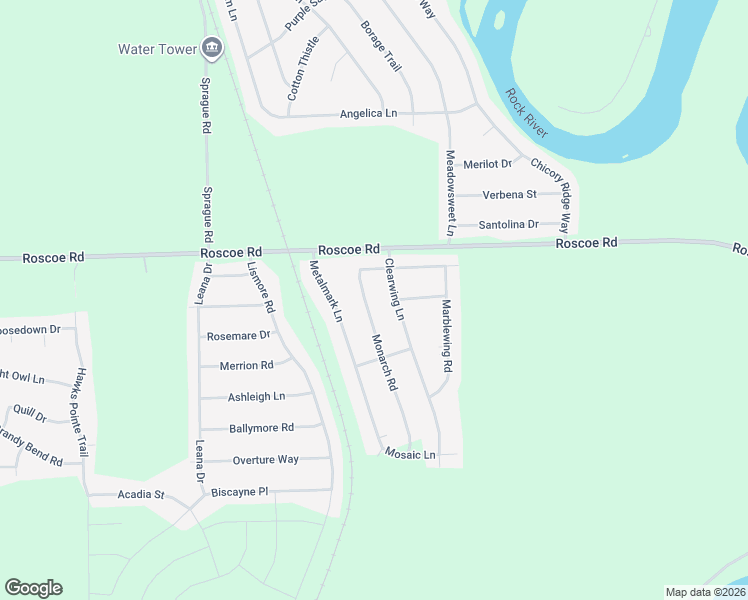 map of restaurants, bars, coffee shops, grocery stores, and more near 10391 Monarch Road in Roscoe