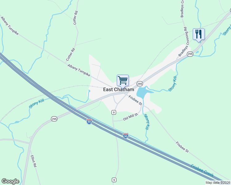 map of restaurants, bars, coffee shops, grocery stores, and more near in East Chatham